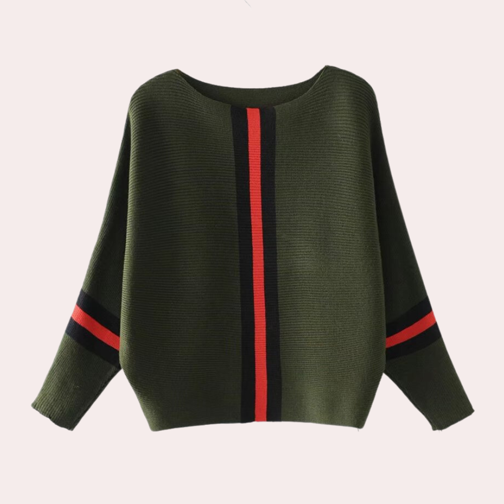 Karine women's minimalist striped knit sweater, soft comfortable modern fit with subtle stripe design
