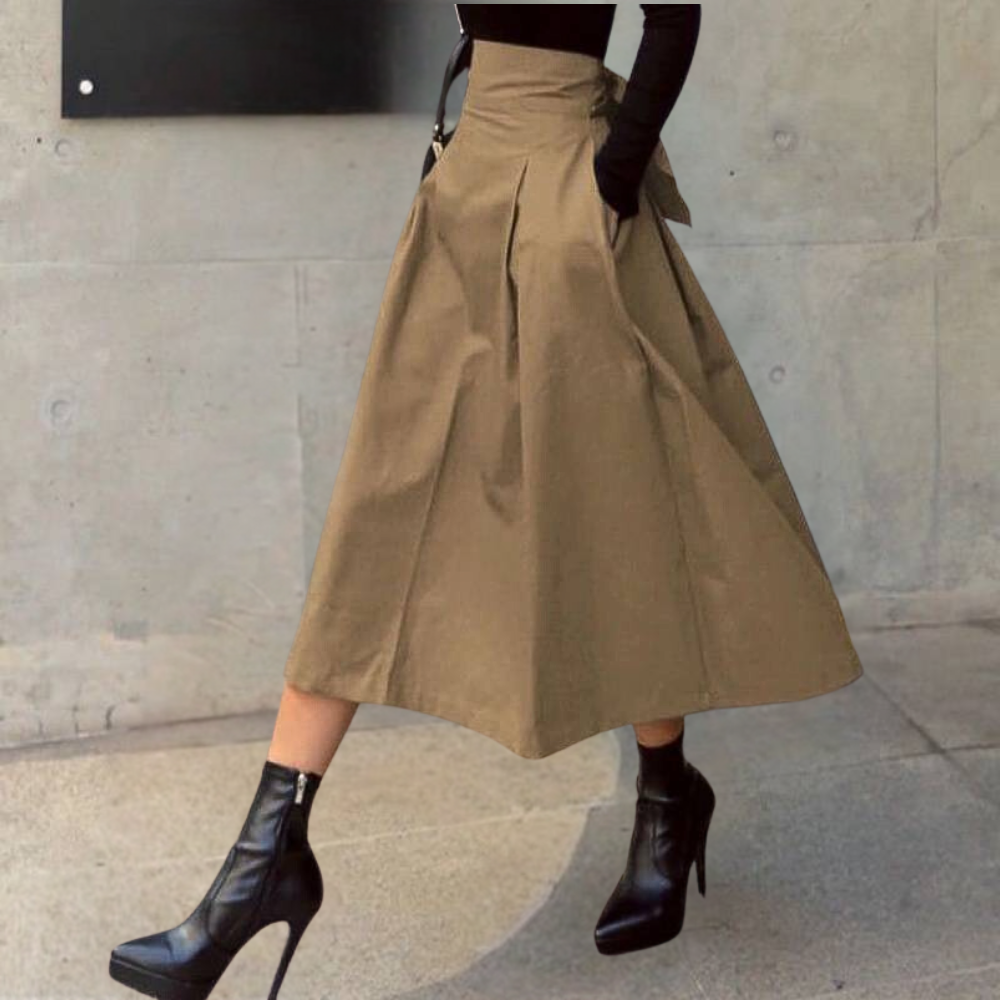 Women's black high waist cotton skirt with flattering silhouette for versatile casual workwear