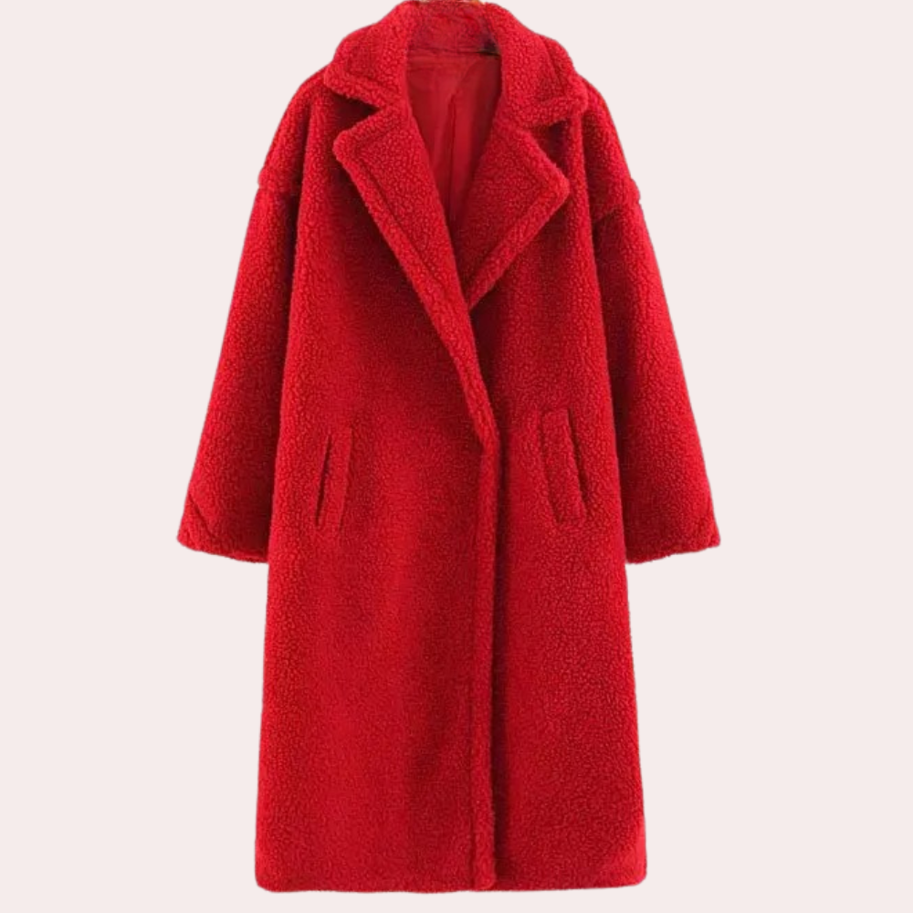 Szilard women's plush coat elegant oversized silhouette soft luxurious drape easy-care winter warmth