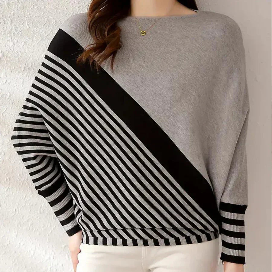 Women's cozy striped batwing jumper with relaxed fit and easy-care knit fabric for everyday style