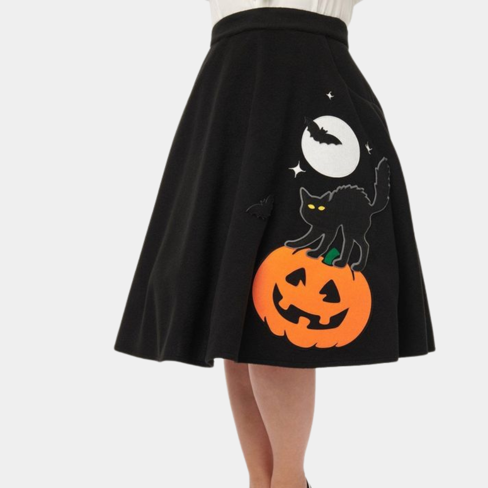 Women's high-waist A-line midi skirt in wool-blend fabric, elegant silhouette for office to evening wear