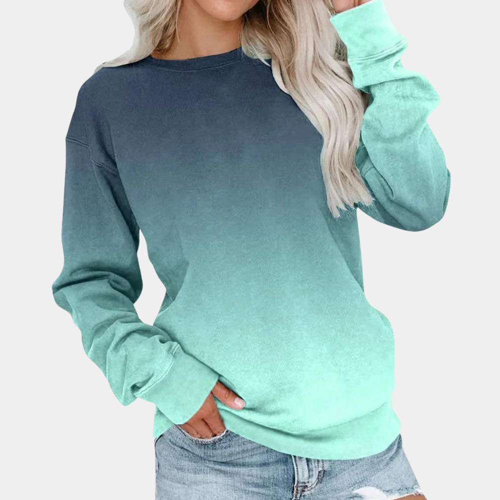 Women's lightweight gradient pattern sweatshirt, breathable all-season casual chic layering piece