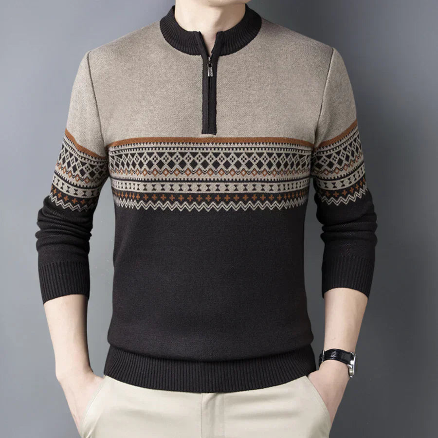 Men's grey knit jumper Valentyn slim fit sustainable knitwear with timeless ribbed texture
