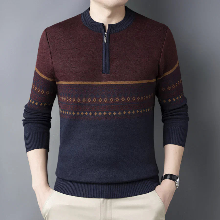 Men's grey knit jumper relaxed fit sustainable knitwear timeless style easy-care fabric