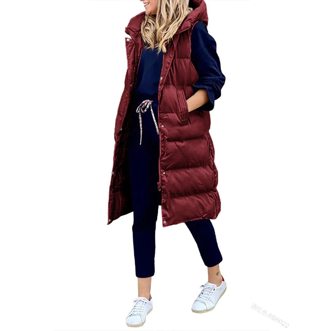 Women's sleeveless puffer vest layering jacket cozy warmth durable outdoor style