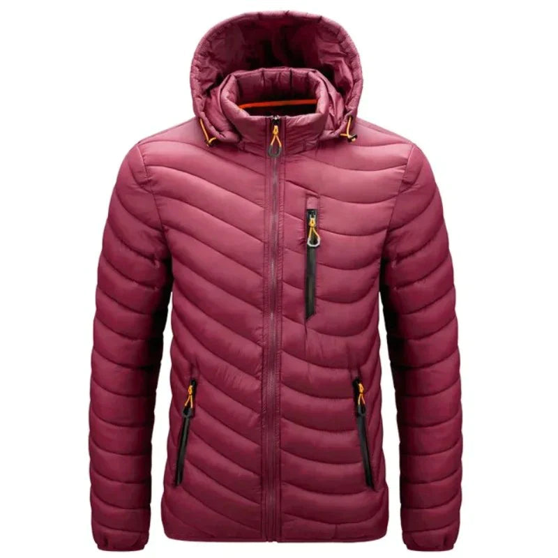 Calvin men's lightweight navy blue outdoor down jacket with water-repellent shell for cold weather