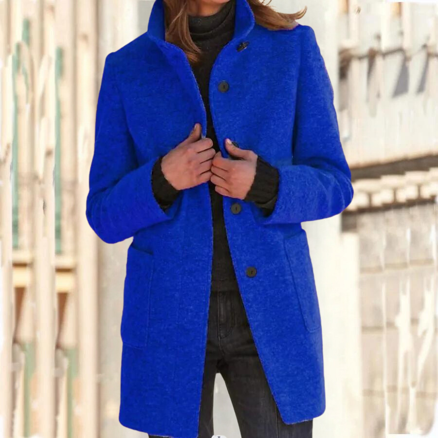 Camille women's slim-fit jacket with stand-up collar, elegant tailored silhouette for casual and formal wear