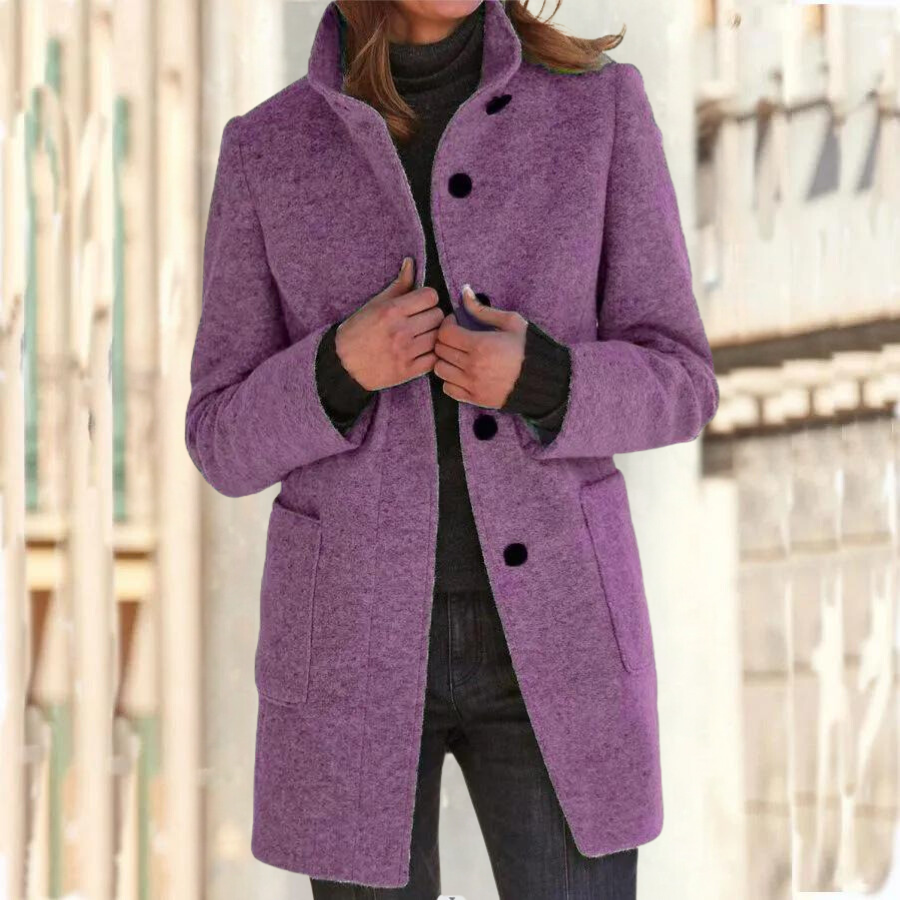 Camille women's slim-fit jacket with stand-up collar, elegant tailoring for casual and formal wear