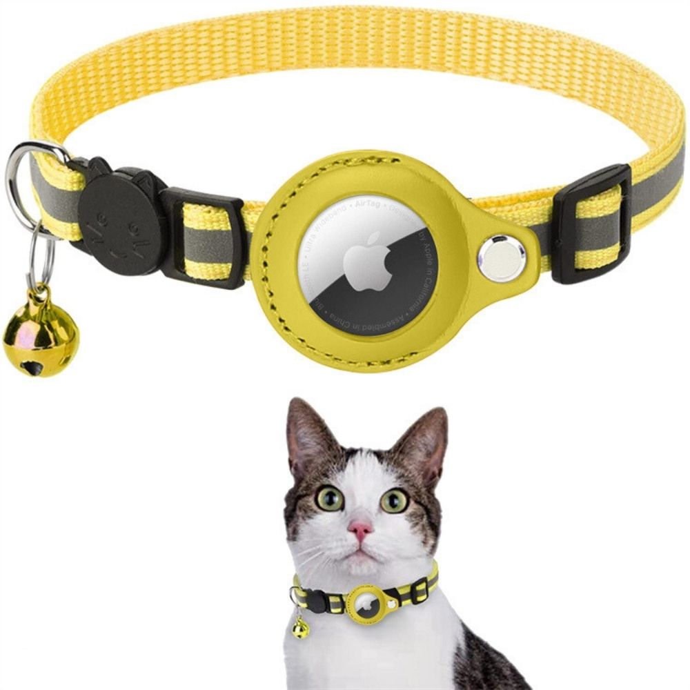 GPS cat collar with reflective strip, quick-release buckle, and tracker holder for safe outdoor use