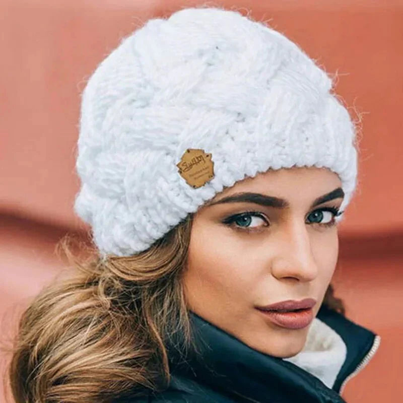 Women's soft knitted beanie bonnet elegant winter style warm cozy cold weather accessory