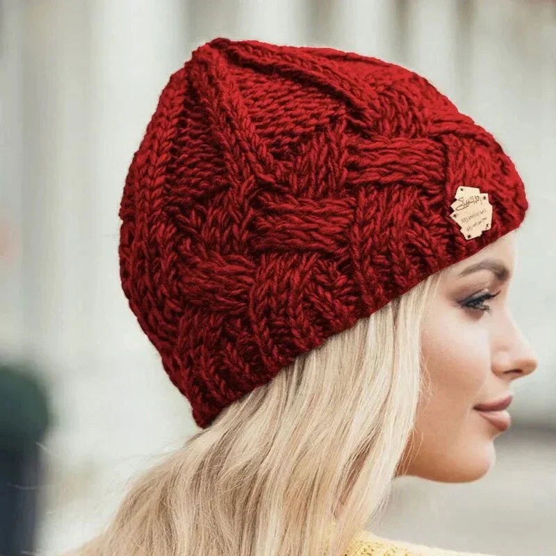 Women's soft knitted beanie bonnet elegant winter style warm cozy cold weather hat