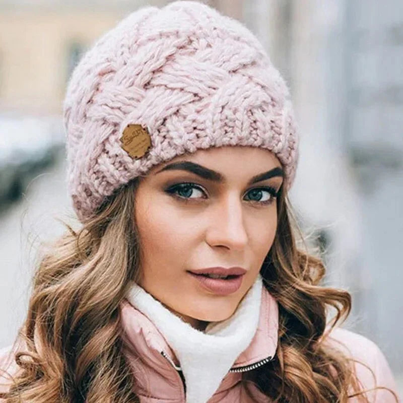 Women's soft knitted beanie bonnet elegant winter style warm fine fabric cold weather