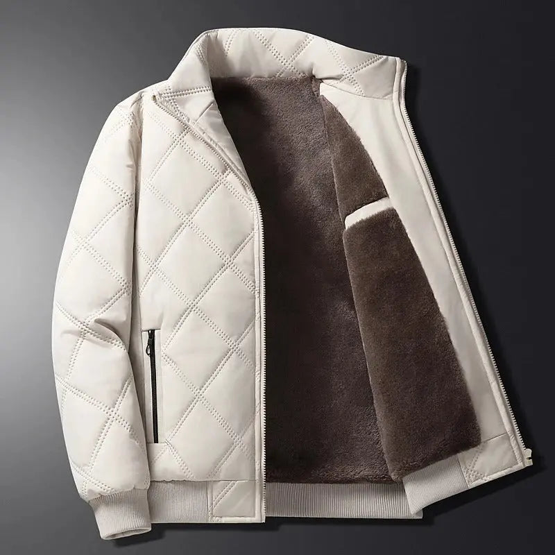 Men's windproof softshell jacket in neutral tone, slim athletic cut with breathable all-season layering