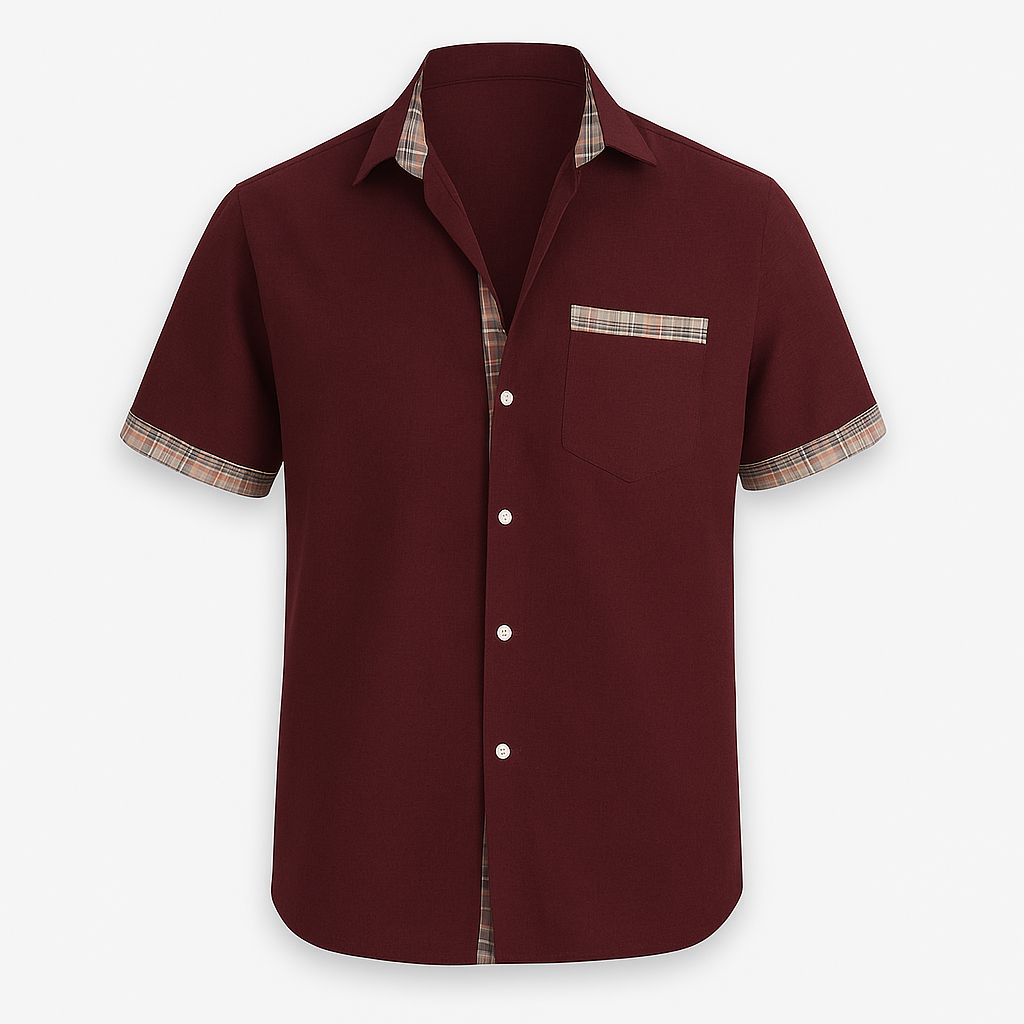 Men's slim fit short sleeve cotton dress shirt breathable fabric work-ready business casual style