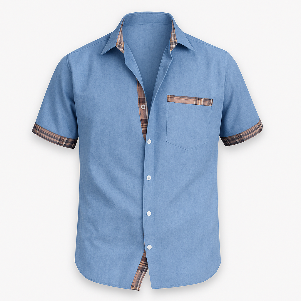Men's slim fit short sleeve cotton dress shirt breathable fabric perfect for office wear
