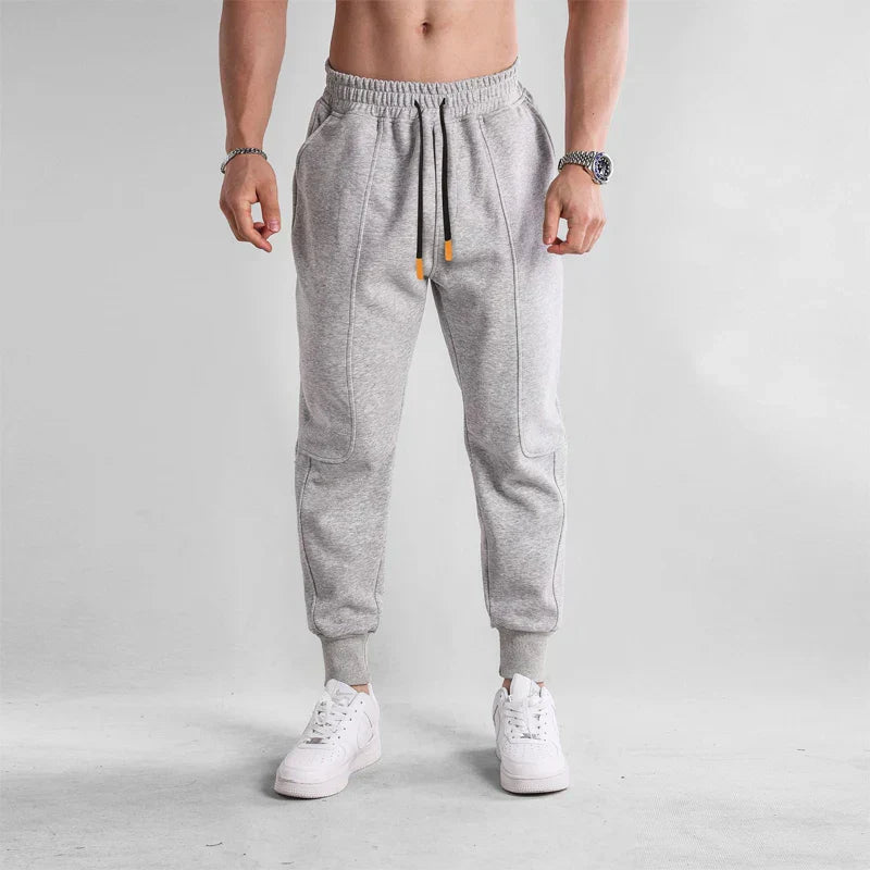 Men's cotton sports joggers slim athletic fit with elastic drawstring waistband for training and lounge