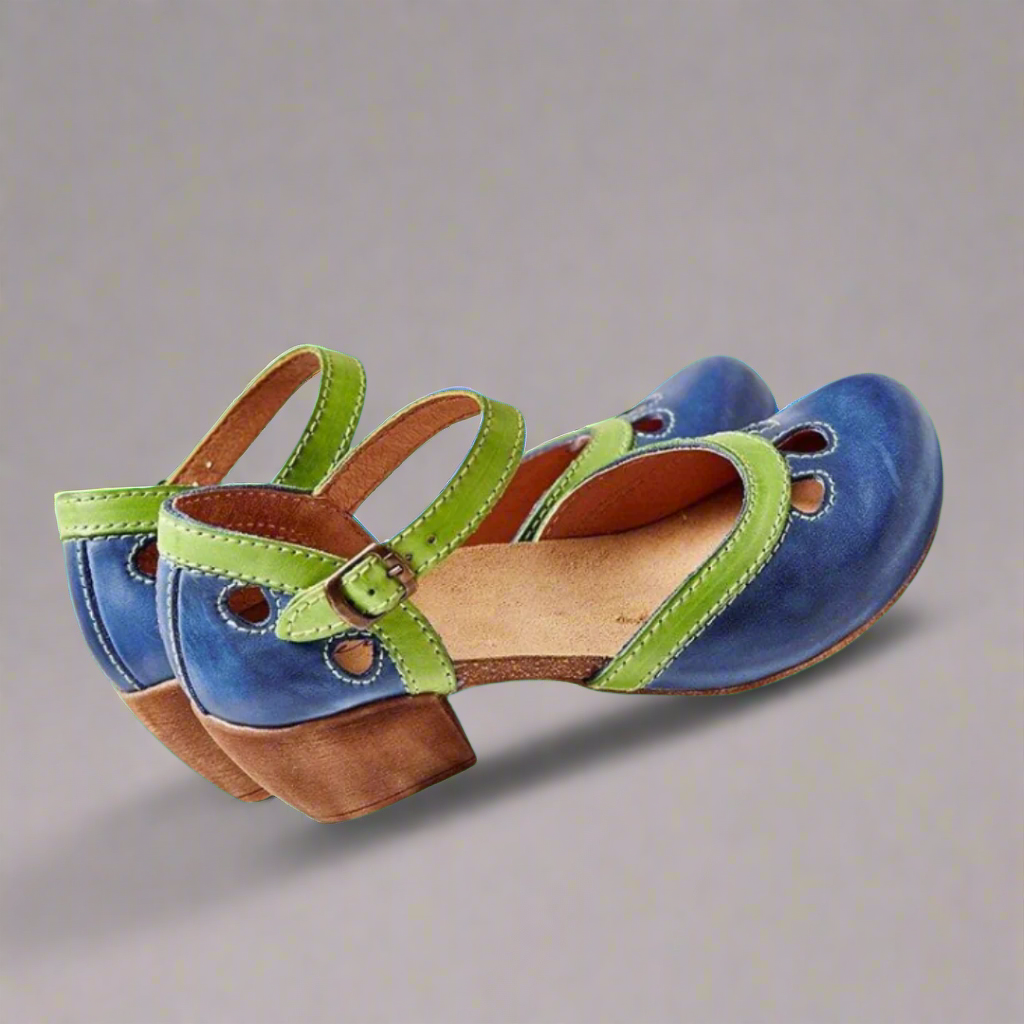 Women's wedge heel sandals in neutral tone, ergonomic padded insole, elegant block heel summer style