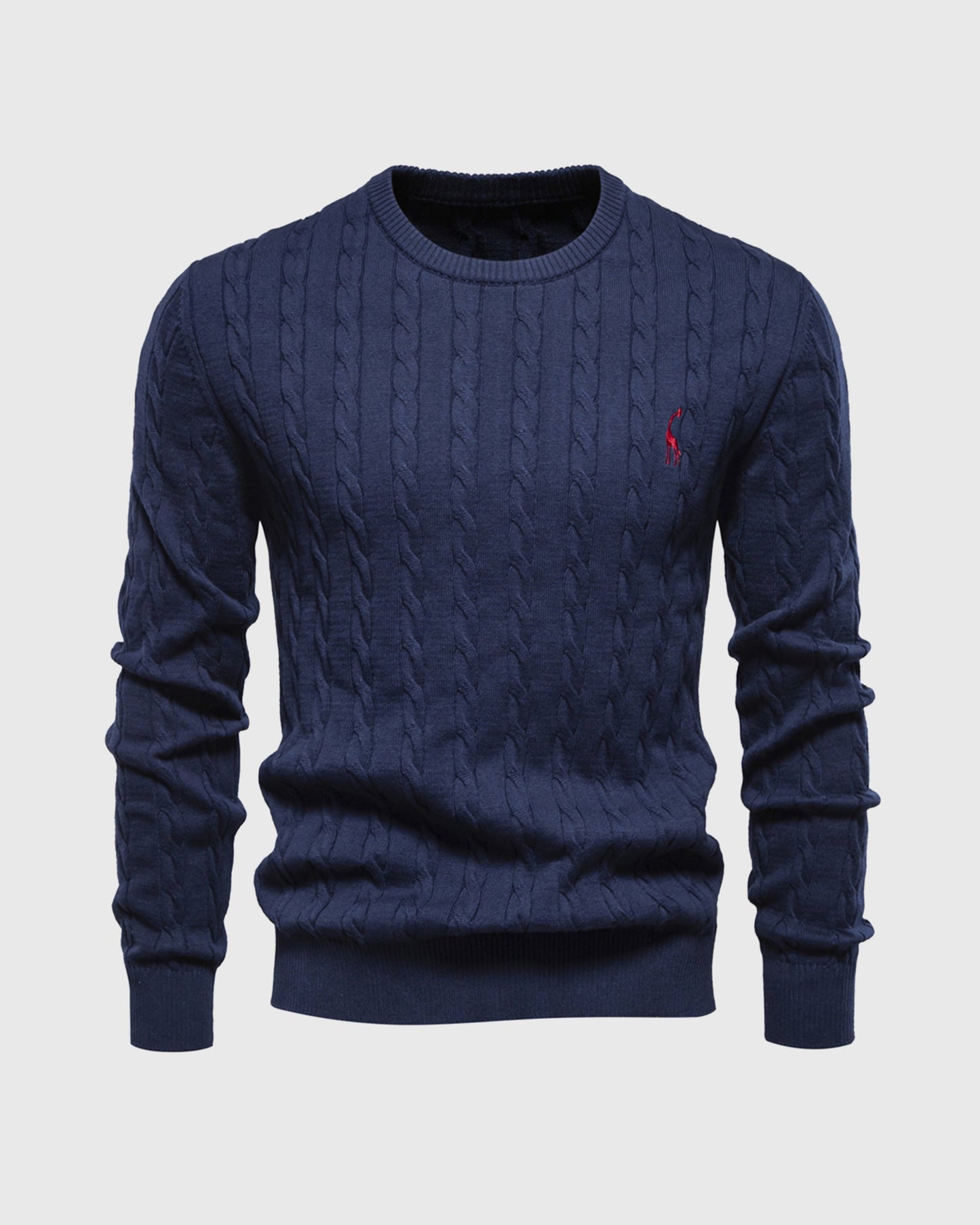 Men's cable knit sweater regular fit ribbed edges breathable soft fiber blend casual everyday style