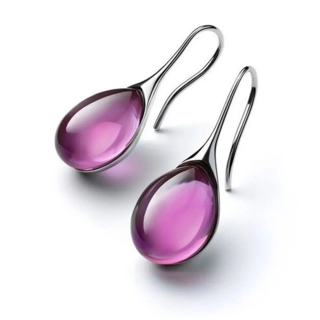 Lightweight gold-plated amber resin teardrop earrings with timeless chic silhouette for women
