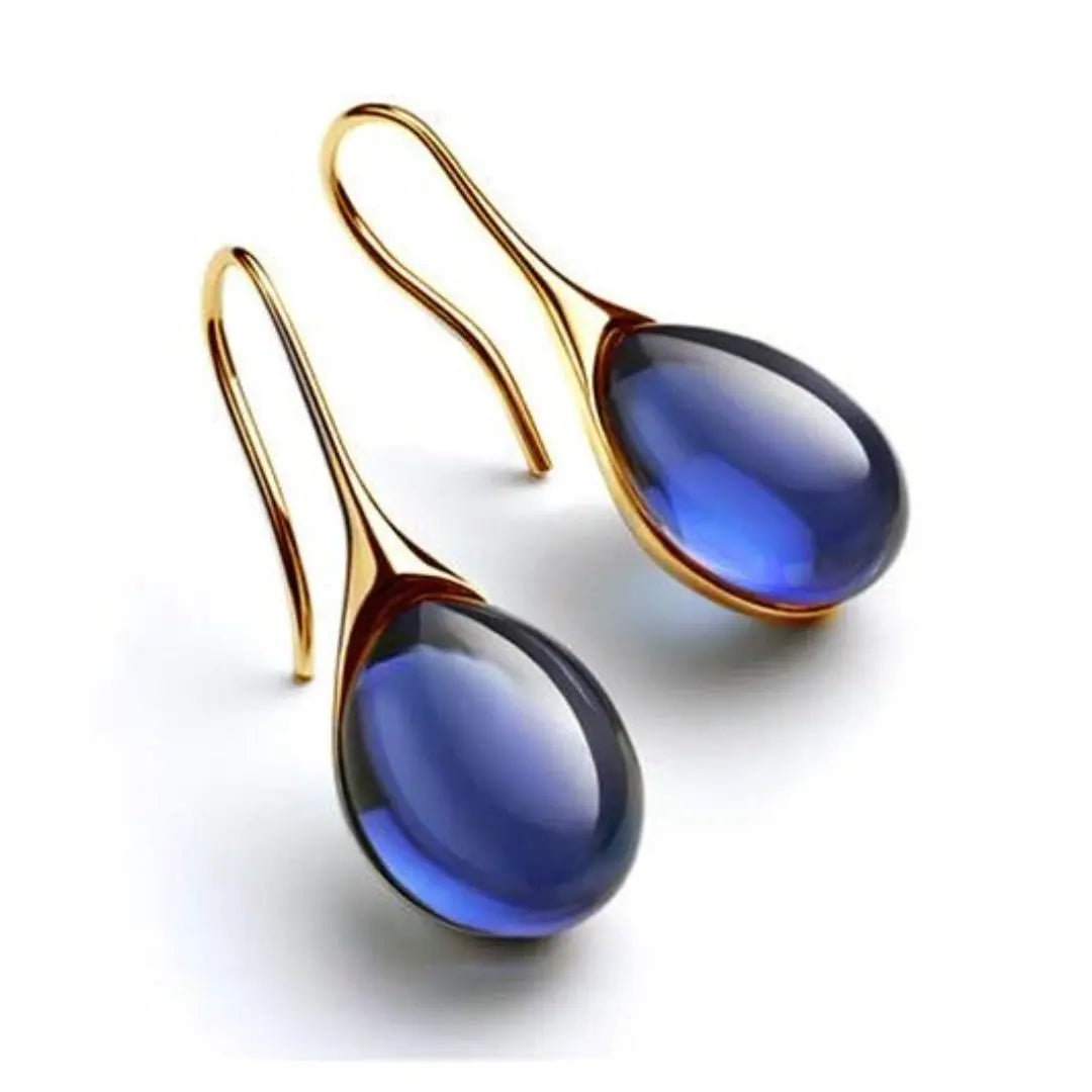 Gold plated amber resin teardrop earrings lightweight timeless chic gift for women