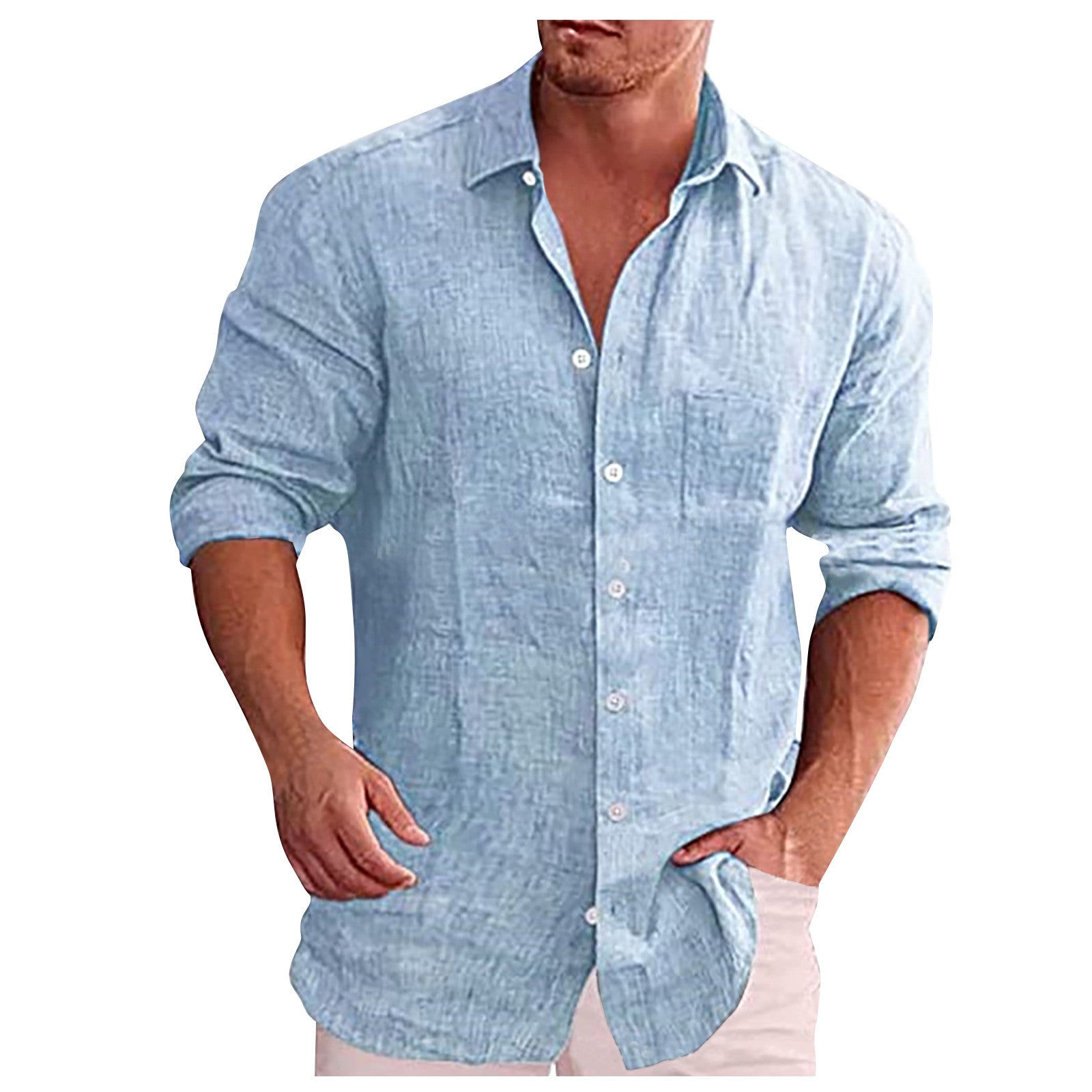 Men's casual linen shirt spread collar elegant cut breathable everyday wear refined silhouette