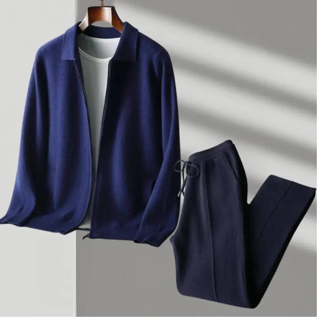 Cade merino wool matching set jacket and pants lightweight breathable structured collar zip-up