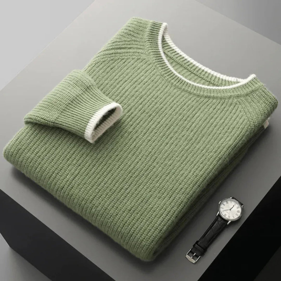Unisex ribbed crewneck wool sweater pastel tone relaxed fit raglan sleeves breathable knit
