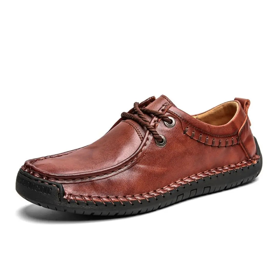 Callen tan genuine leather loafers slip-on style with flexible breathable sole for office wear