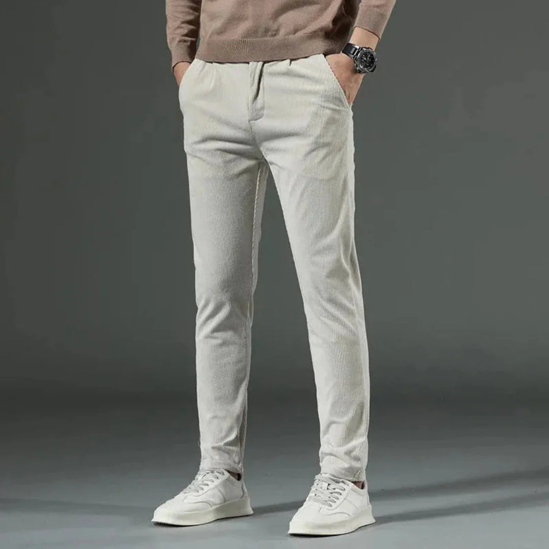 Men's slim fit corduroy pants in classic cut, soft breathable fabric for all-day comfort