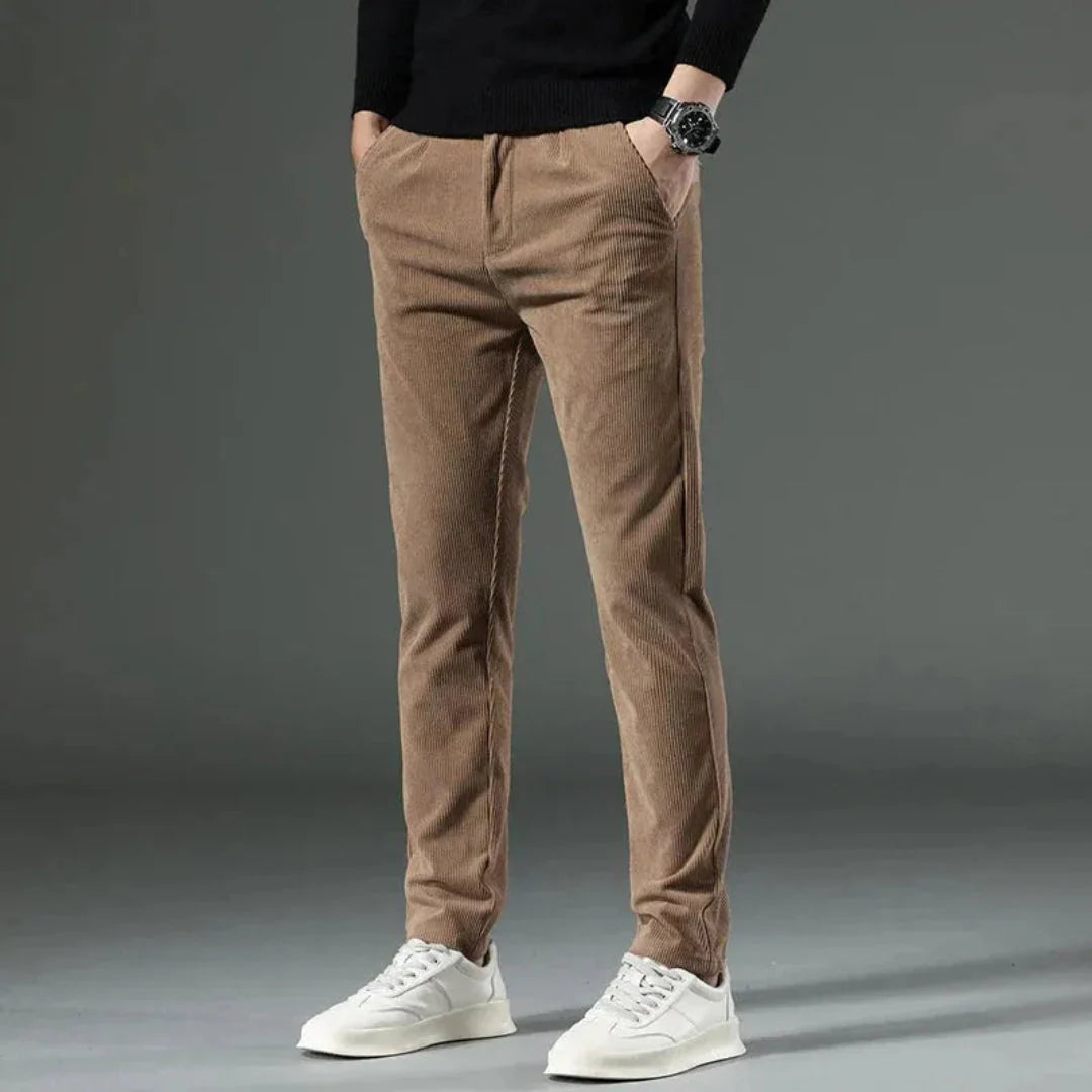 Men's slim fit corduroy pants in classic cut, soft breathable fabric for all-day comfort
