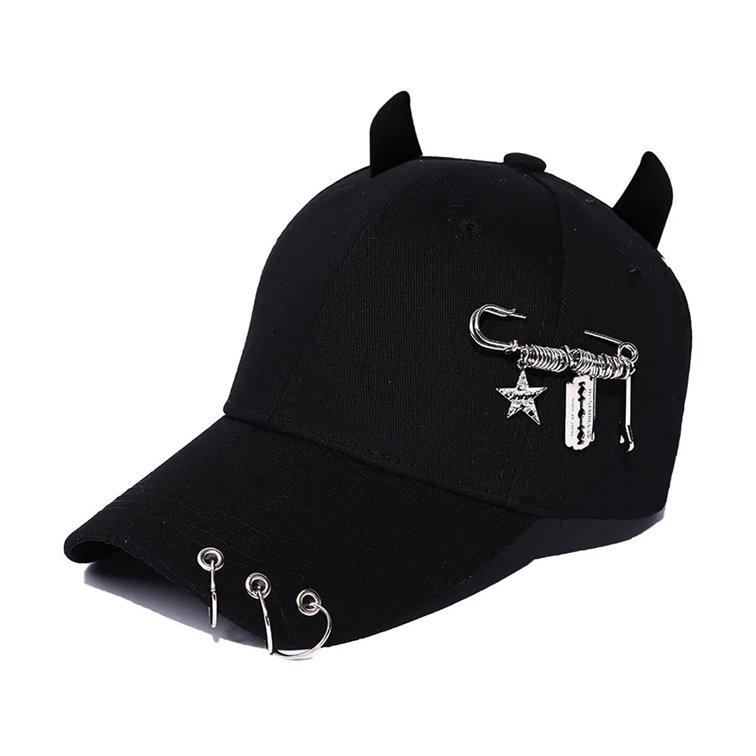 Pierced Safety Pin Horned Hat - Urbann-Vibe
