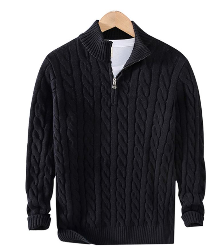 Kamil men's half-zip knit sweater classic fit versatile everyday style with adjustable neckline