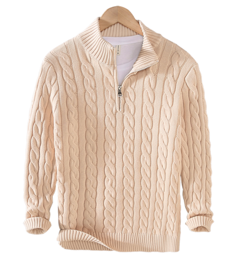Kamil men's half-zip knit sweater classic fit versatile everyday style with adjustable neckline