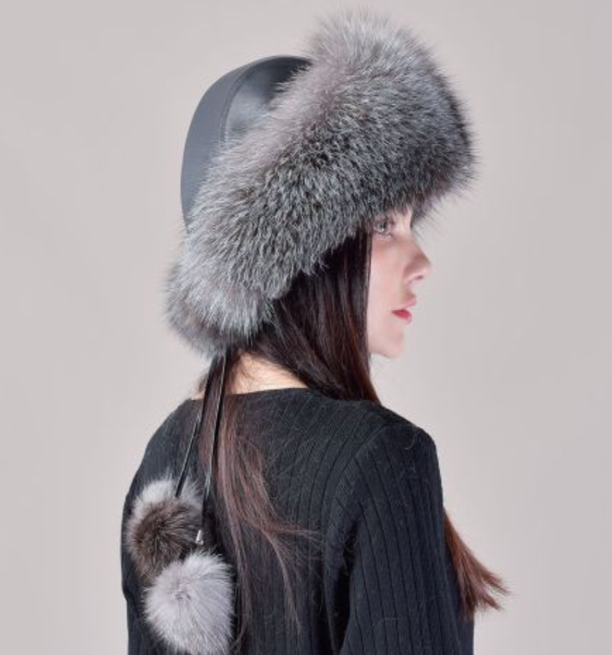 Valentina genuine fox fur hat natural plush insulation luxurious winter warmth lightweight cozy texture