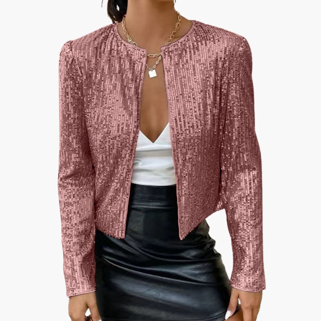 Women's fitted sequin cardigan front-opening glitter shine layer for glamorous evening looks