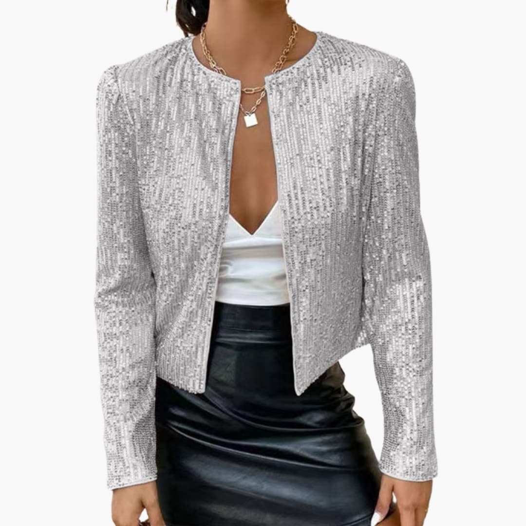 Women's fitted sequin cardigan front-opening glitter shine layer for glamorous evening looks