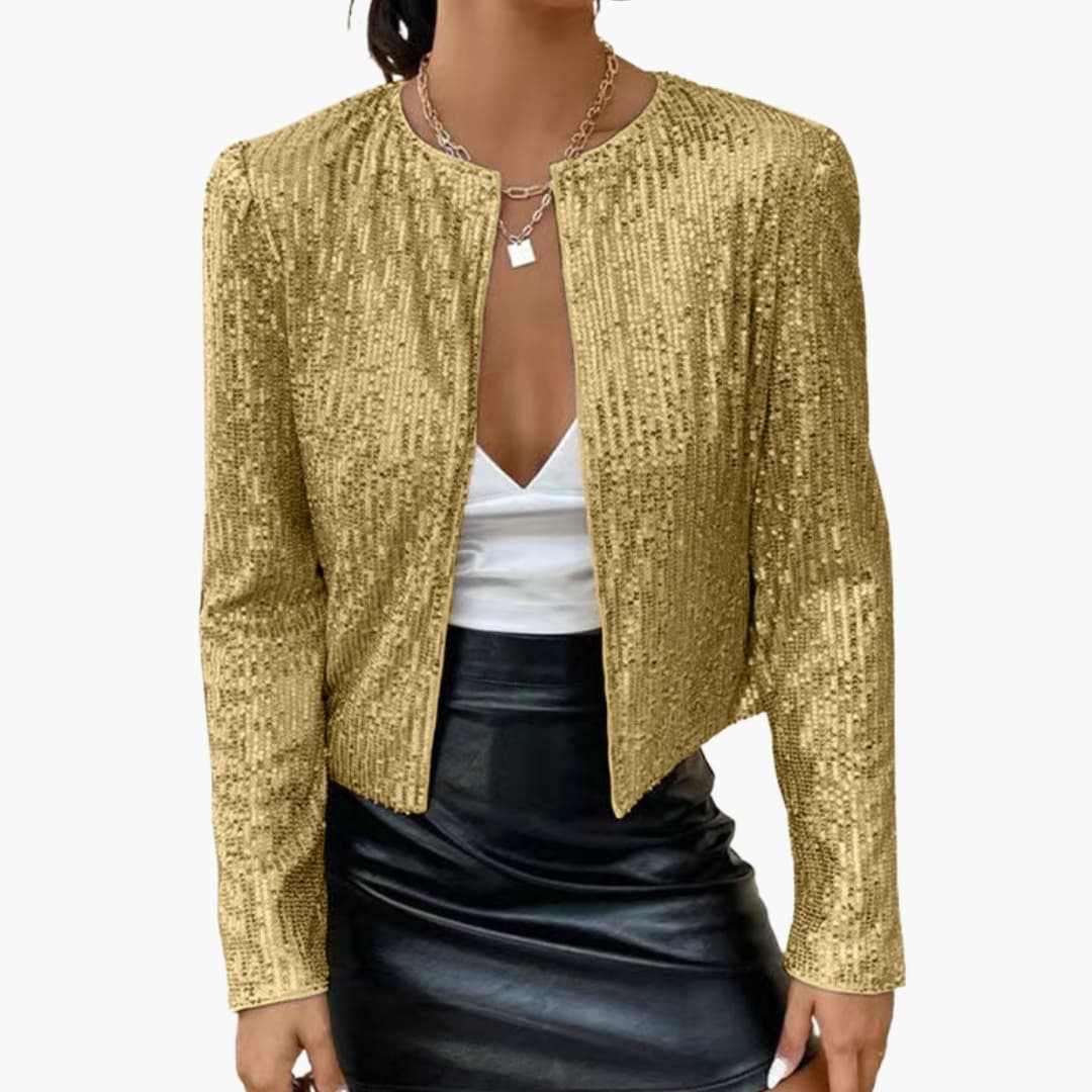 Women's fitted sequin cardigan front-opening glitter shine layer for glamorous evening looks
