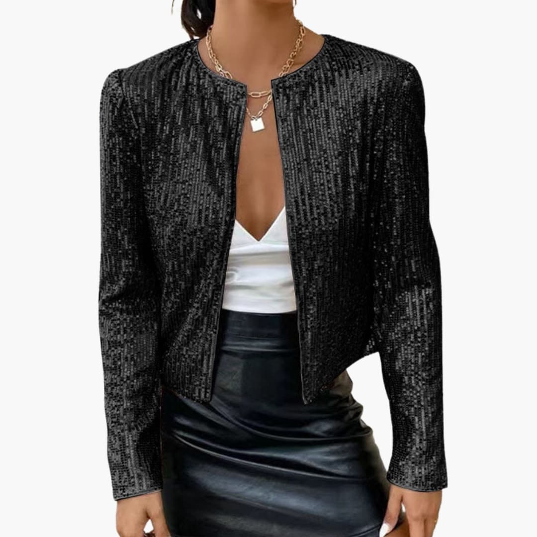 Women's fitted sequin cardigan front-opening glitter shine layer for glamorous evening looks