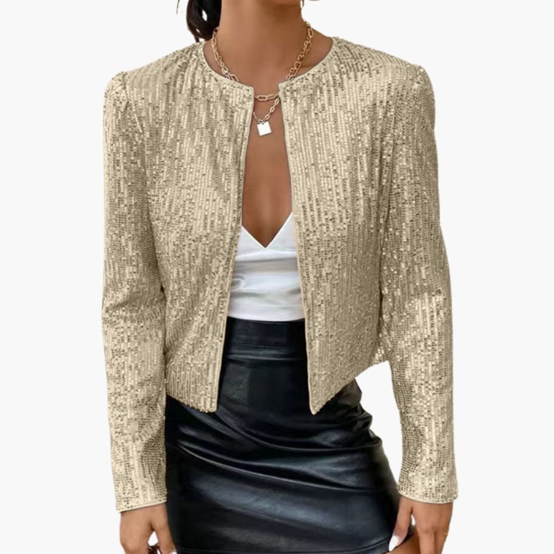 Women's fitted sequin cardigan front-opening glitter shine layer for glamorous evening looks
