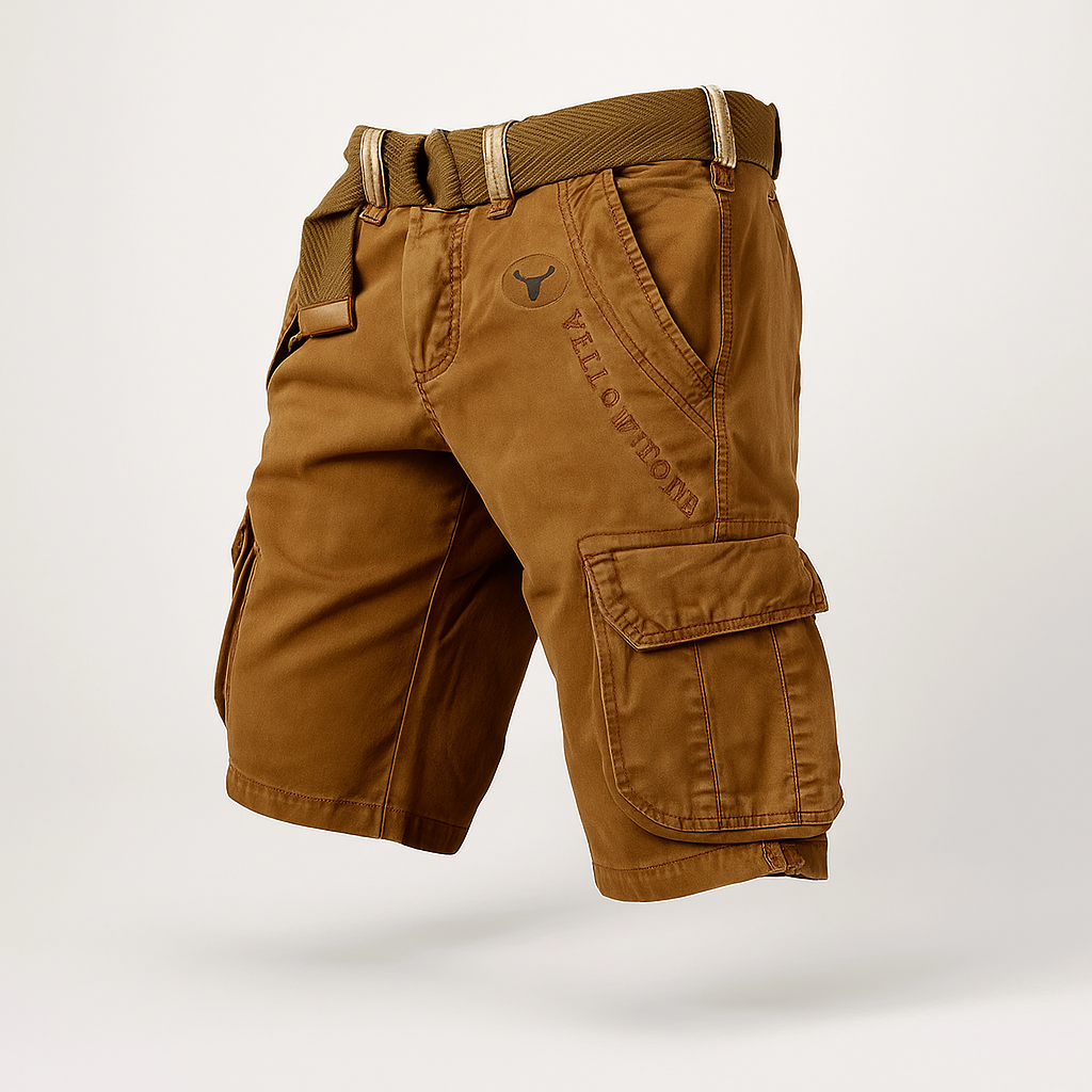 Men's khaki cargo shorts durable stretch fabric multi-pocket relaxed fit for hiking outdoor