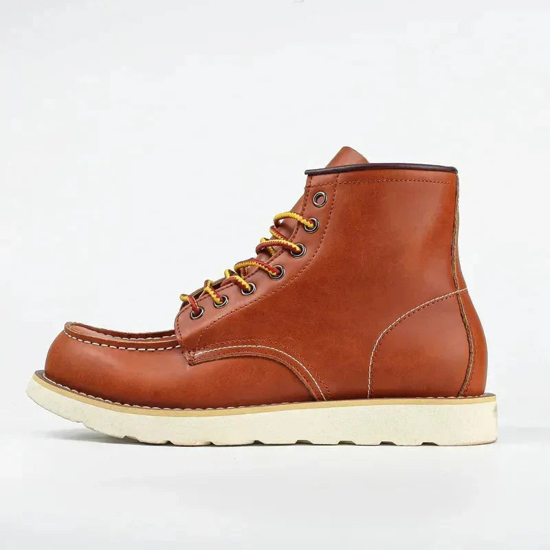 Men's Carlo leather ankle boots high-top silhouette wool-lined interior brown winter boots