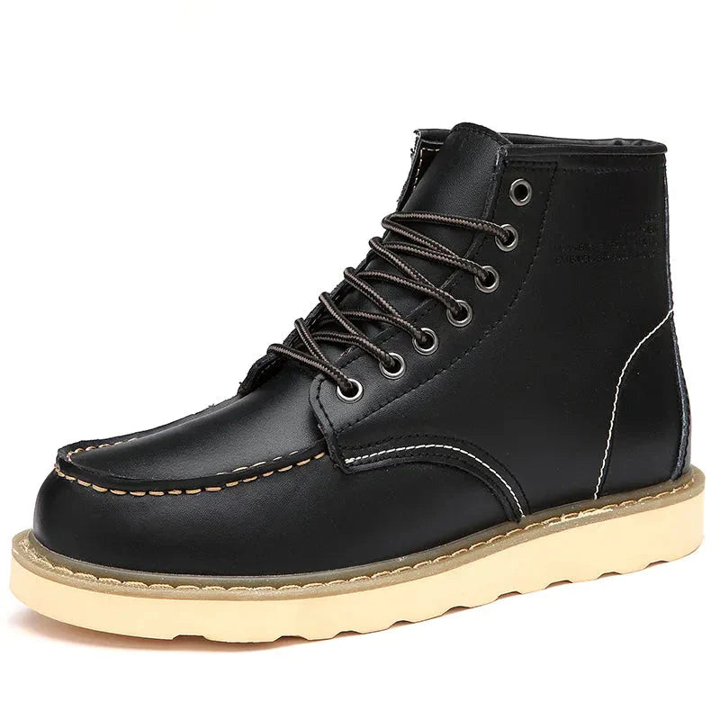 Men's Carlo leather ankle boots high-top silhouette with warm wool lining for winter comfort