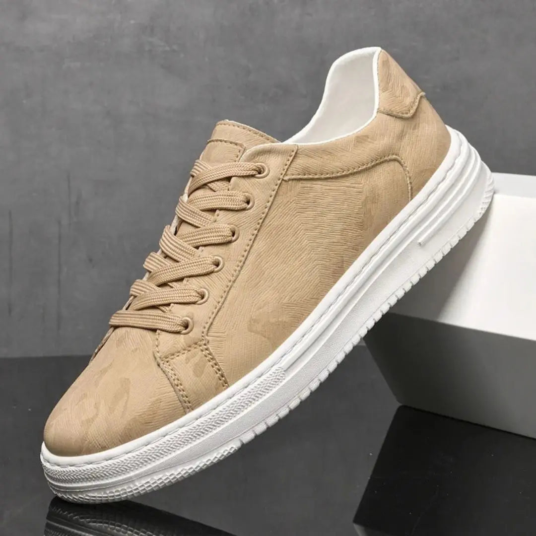 Men's white full-grain cowhide leather low-top Carter sneaker with refined stitching detailing