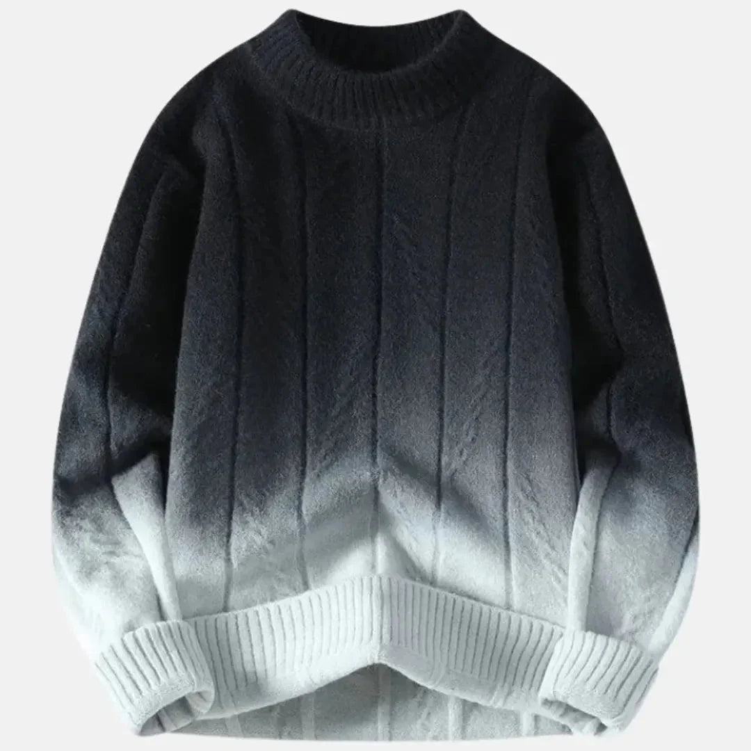 Unisex gradient ombré crewneck sweater wool-blend knit cozy everyday layering style
