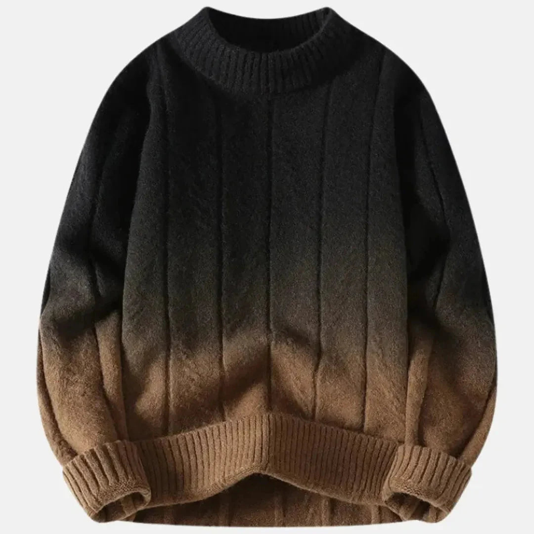 Unisex ombré crewneck sweater wool-blend gradient knit cozy layering everyday casual style