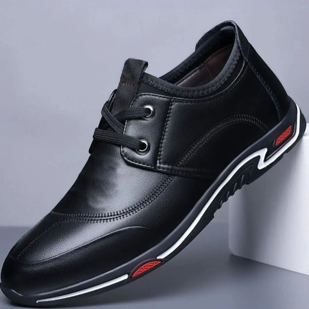 Cassian black slip-resistant dress sneakers with breathable lining and flexible motion craft sole