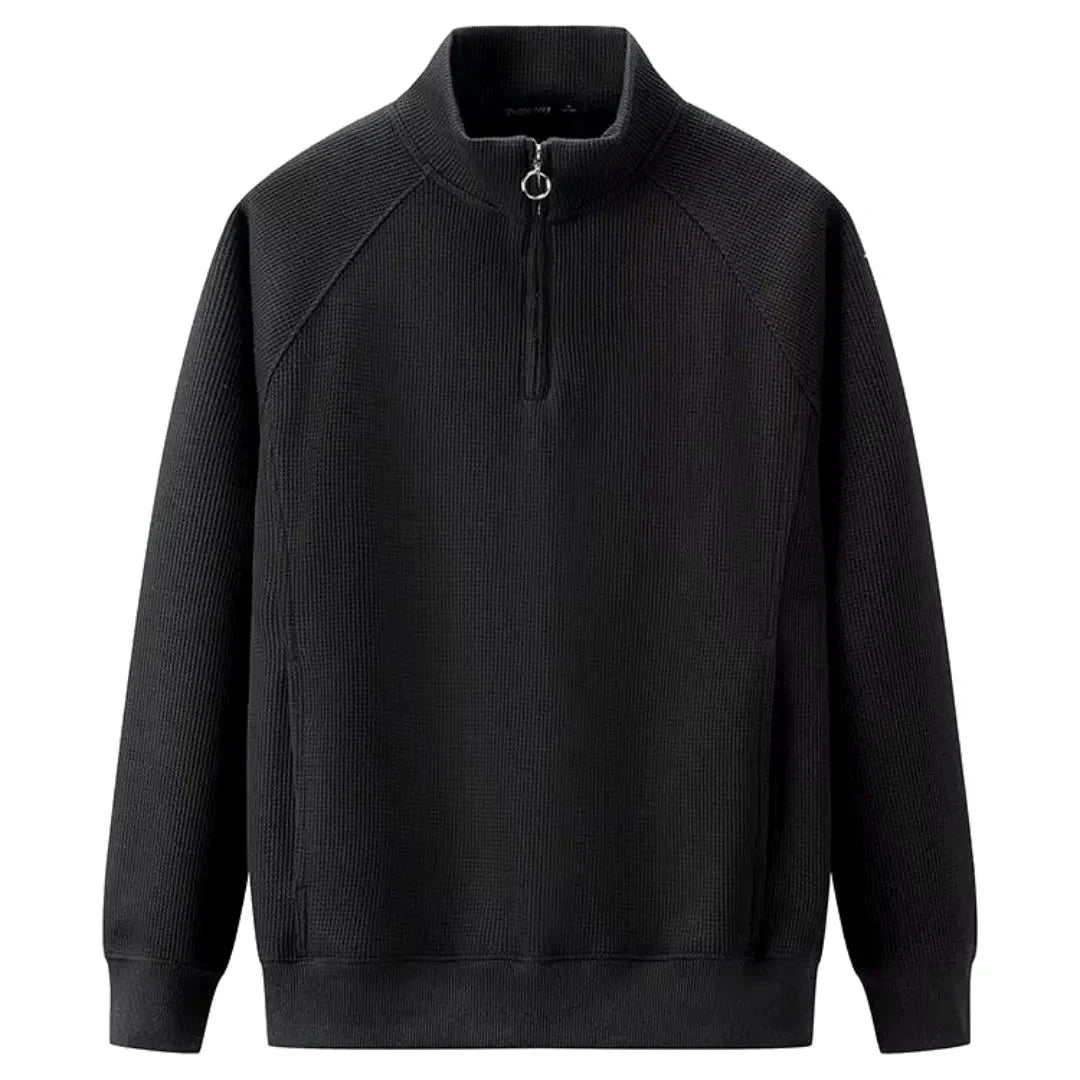 Dylan waffle knit half-zip sweatshirt neutral tone textured fabric cozy unisex layering pullover