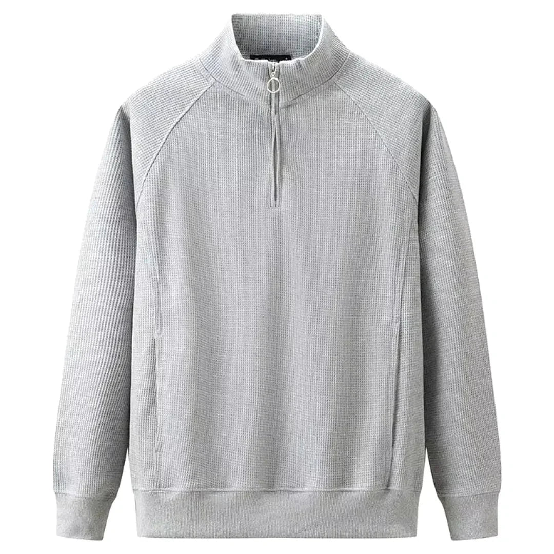 Dylan waffle knit half-zip sweatshirt neutral tone textured fabric cozy unisex layering pullover