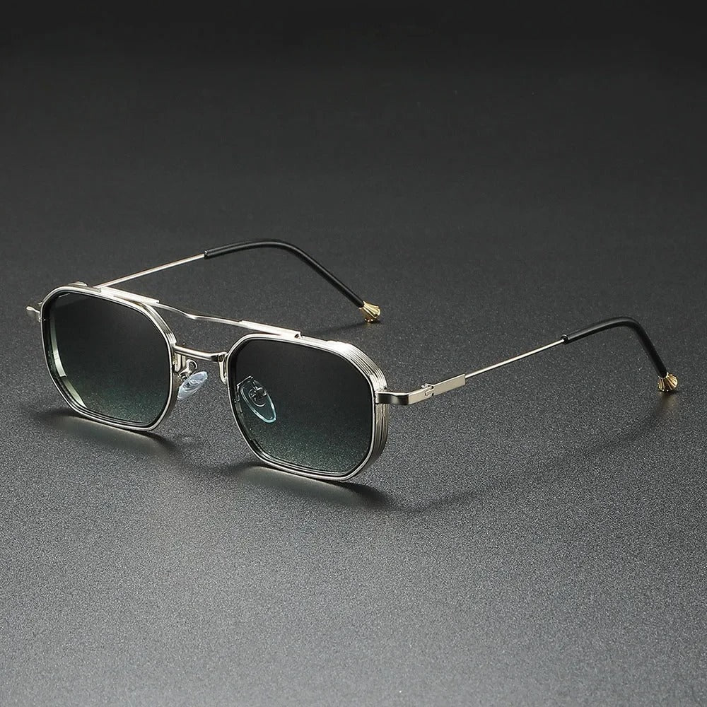 Castro retro geometric sunglasses octagonal lenses polished metal frame UV400 gradient vintage style
