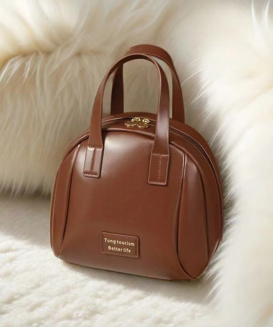 Sac fourre-tout décontracté en similicuir marron solide et durable - Urbann-Vibe